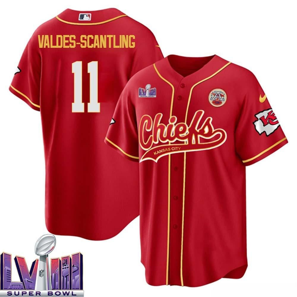 Marquez Valdes-Scantling 11 Kansas City Chiefs Super Bowl Lviii Baseball Men Jersey – Red