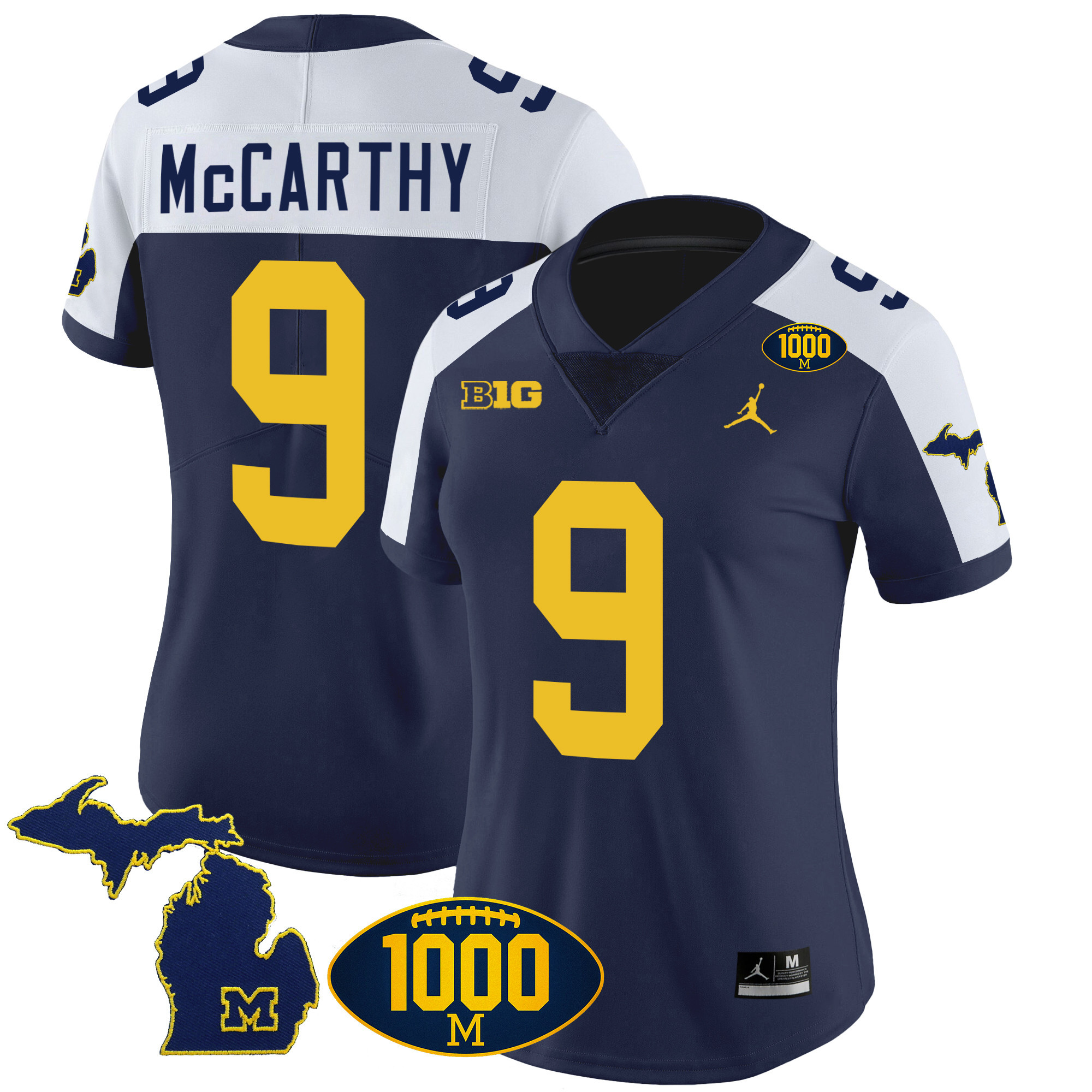 Women’S Michigan Wolverines 1000 Wins Patch Vapor Jersey V3 – All Stitched