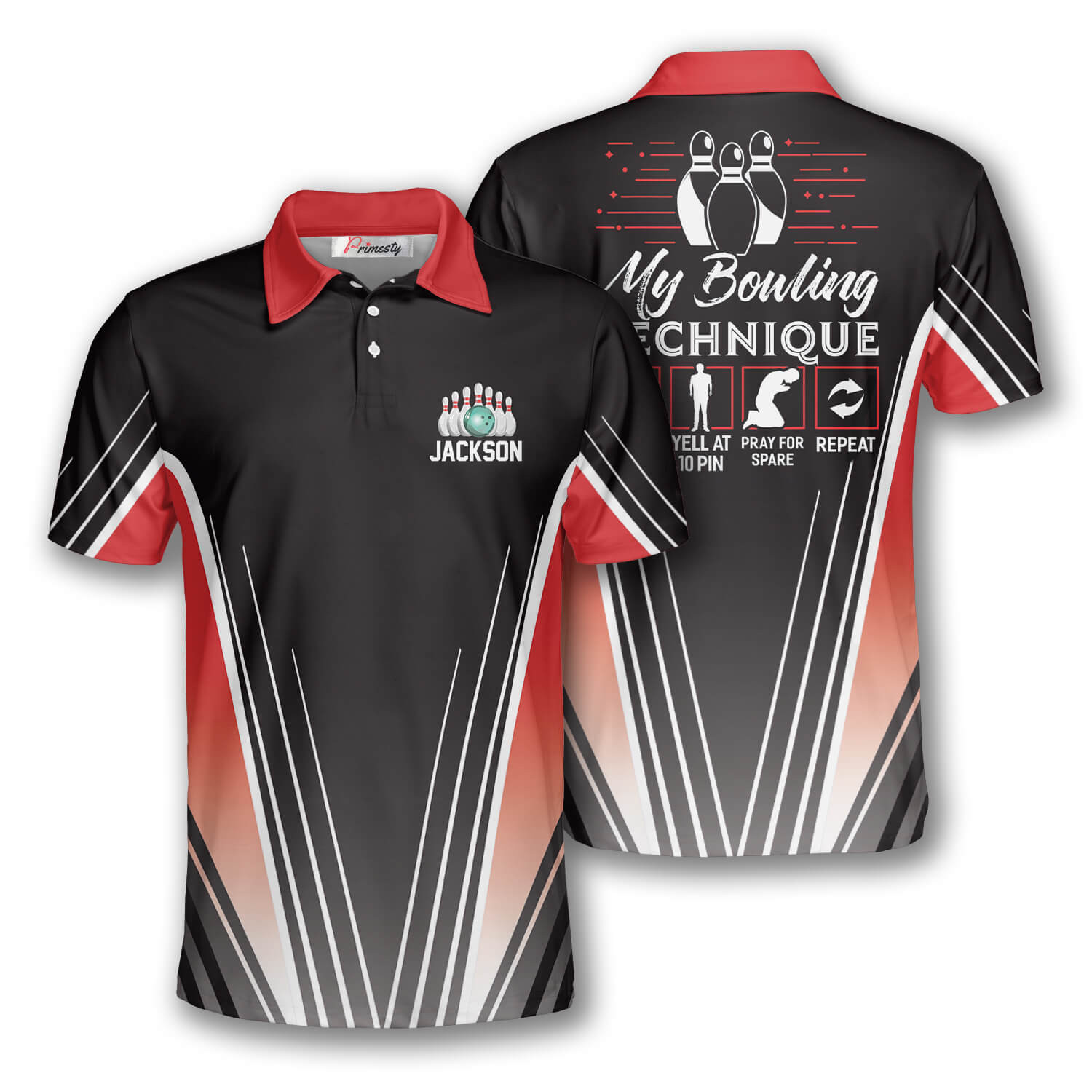 My Bowling Technique Custom Name Bowling Polo Shirt #Kv