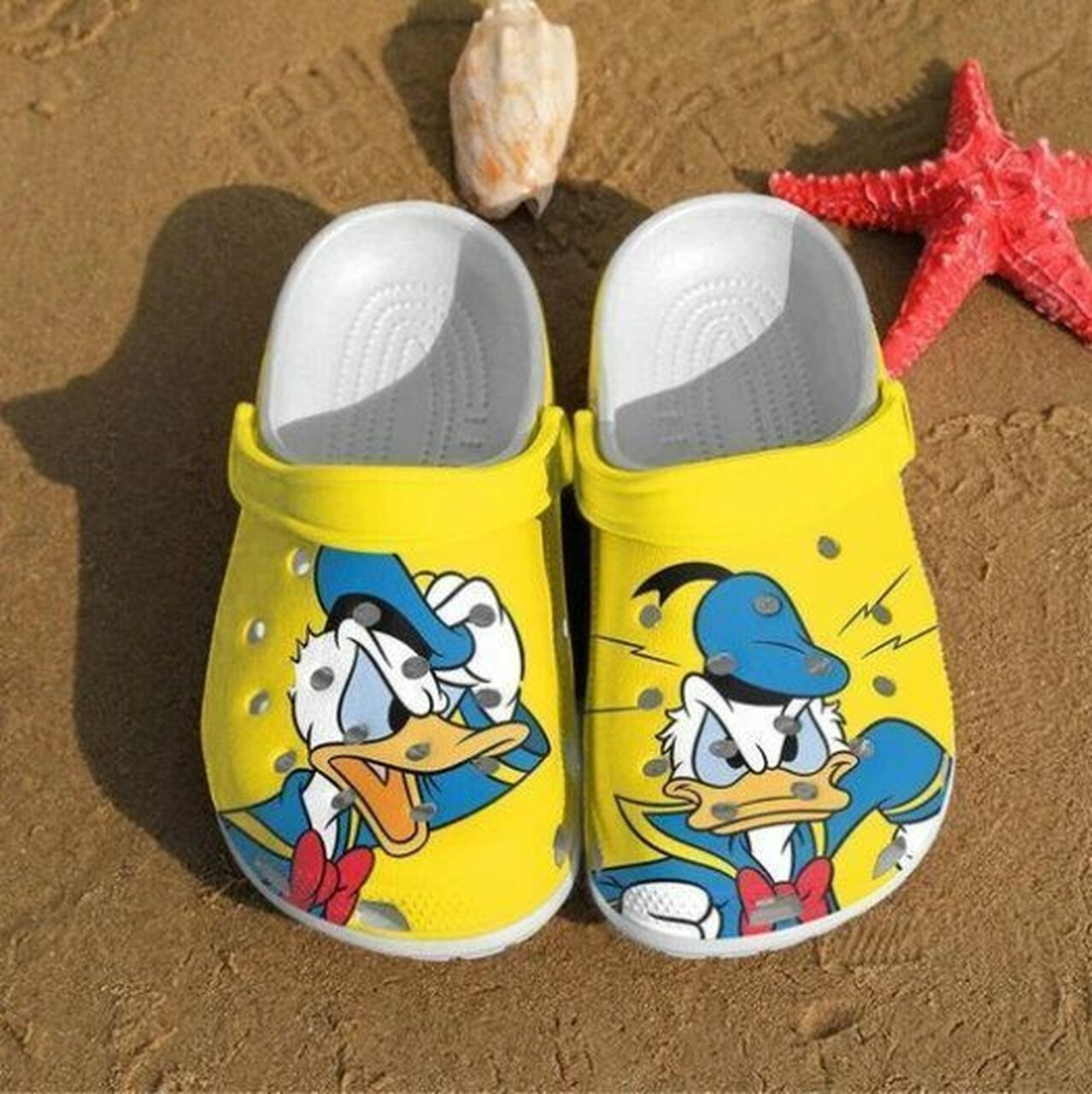 Donald Duck Crocss Crocband Clog Comfortable Water Shoes In Yellow