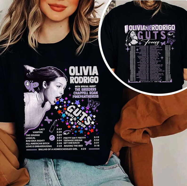 Olivia Rodrigo T-Shirt, The Guts Tour Shirt, Guts Tour, Olivia Merch T-Shirt, Olivia, Vampire , The Guts Tour Shirt , Guts Tour Track List Sweatshirt