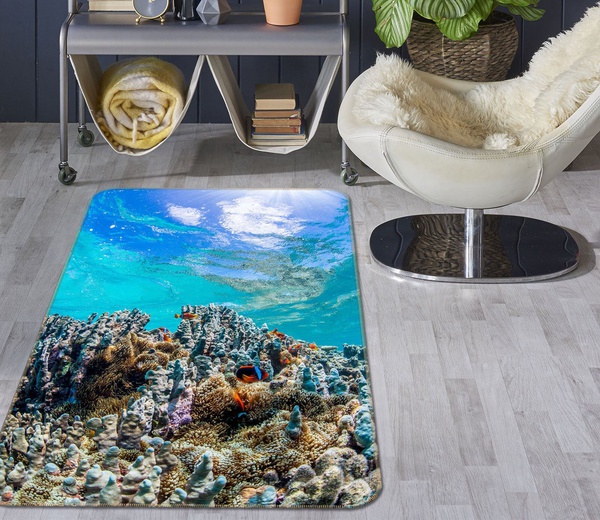 3D Blue Water Coral Sea Area Rug Home Decor