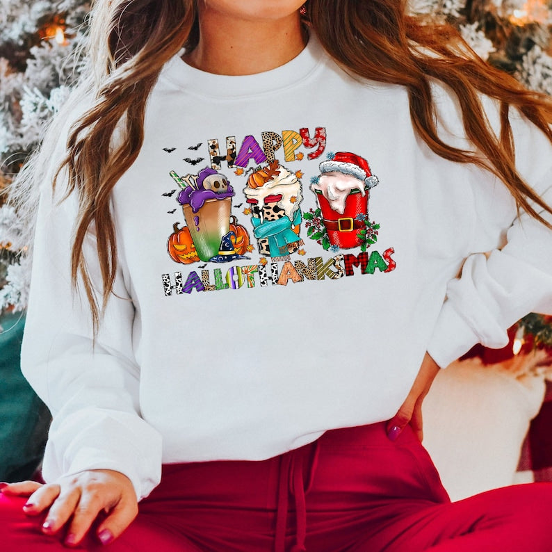 Hallothanksmas Shirt, Gnome Sweatshirt, Holiday Gnome Shirt, Halloween Shirt, Thanksgiving Shirt, Christmas Shirt, Holiday Gift, Fall Shirt