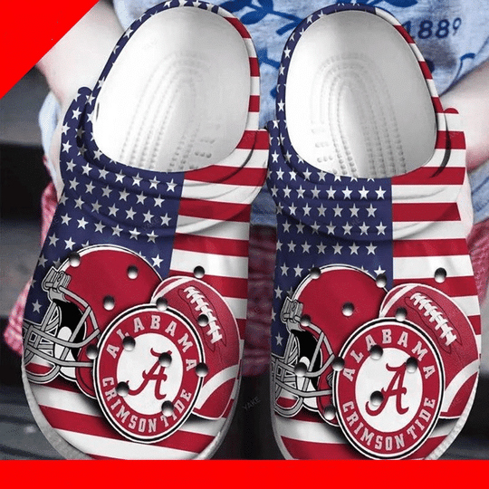 Alabama Crimson Tide American Flag Crocs Classic Clogs Shoes