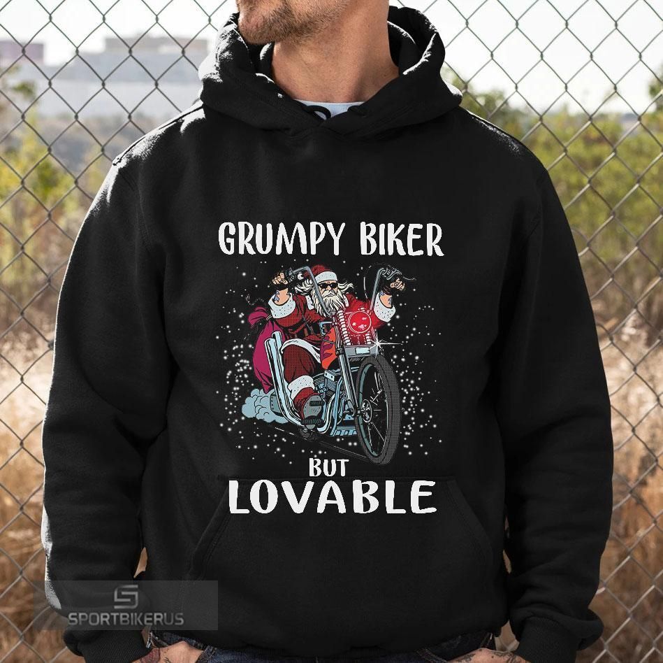 BeKingArt Motorcycle Biker Apparel Santa Christmas Grumpy But Loveable Full Size in Dark - Standard Hoodie x TeeAndYou 