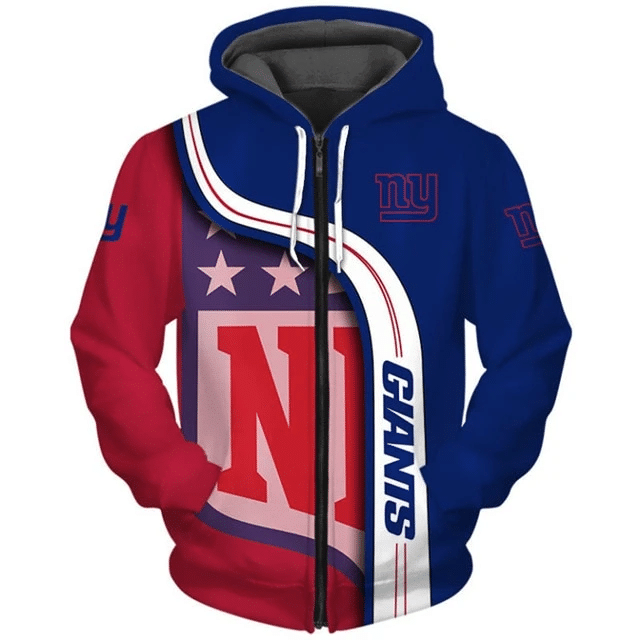 New York Giants Curved Stripes 34 Unisex 3D Hoodie Gift For Fans