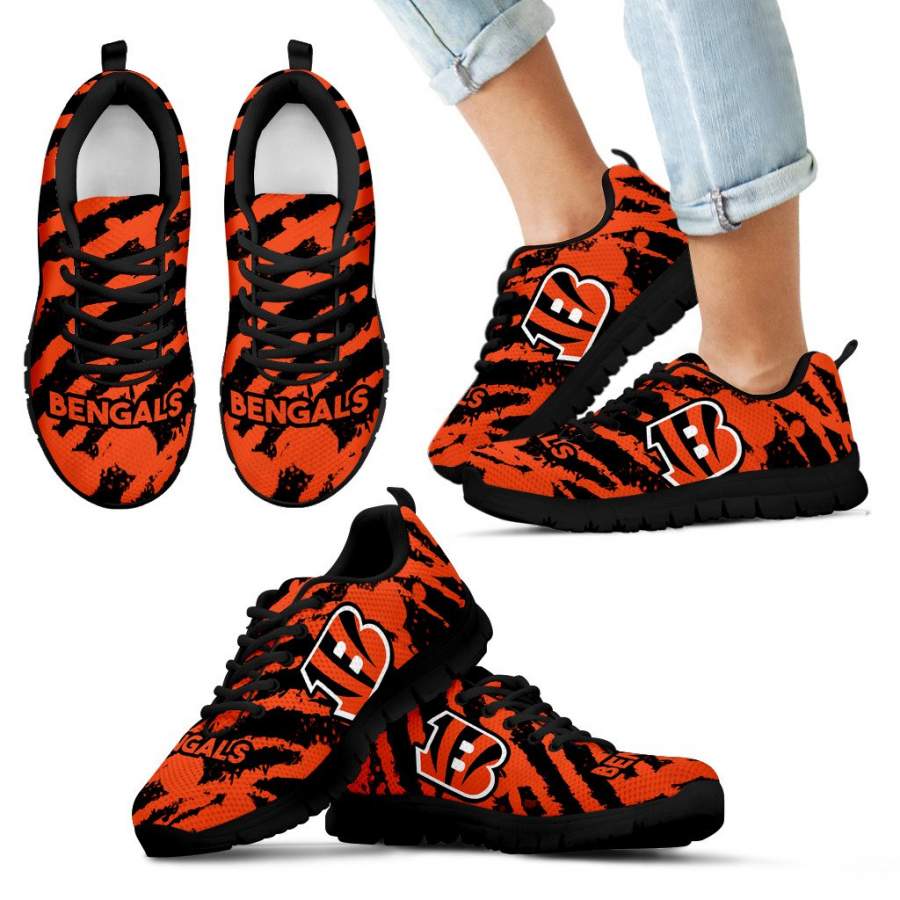 Stripes Pattern Print Cincinnati Bengals Sneakers