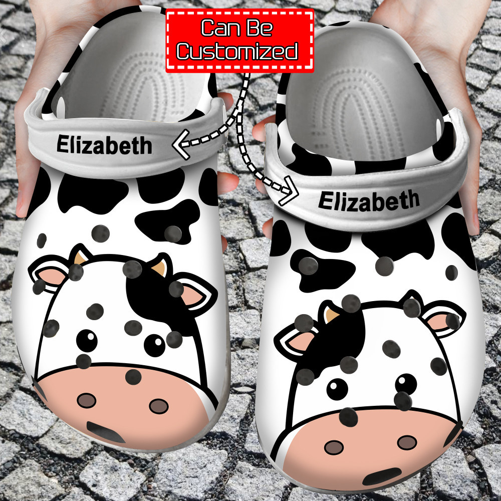 Animal Crocs – Cow Face Print Personalized Clogs Shoes With Your Name For Men And Women