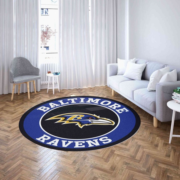 Baltimore Ravens Round Carpet Football  Sku 79 Rug