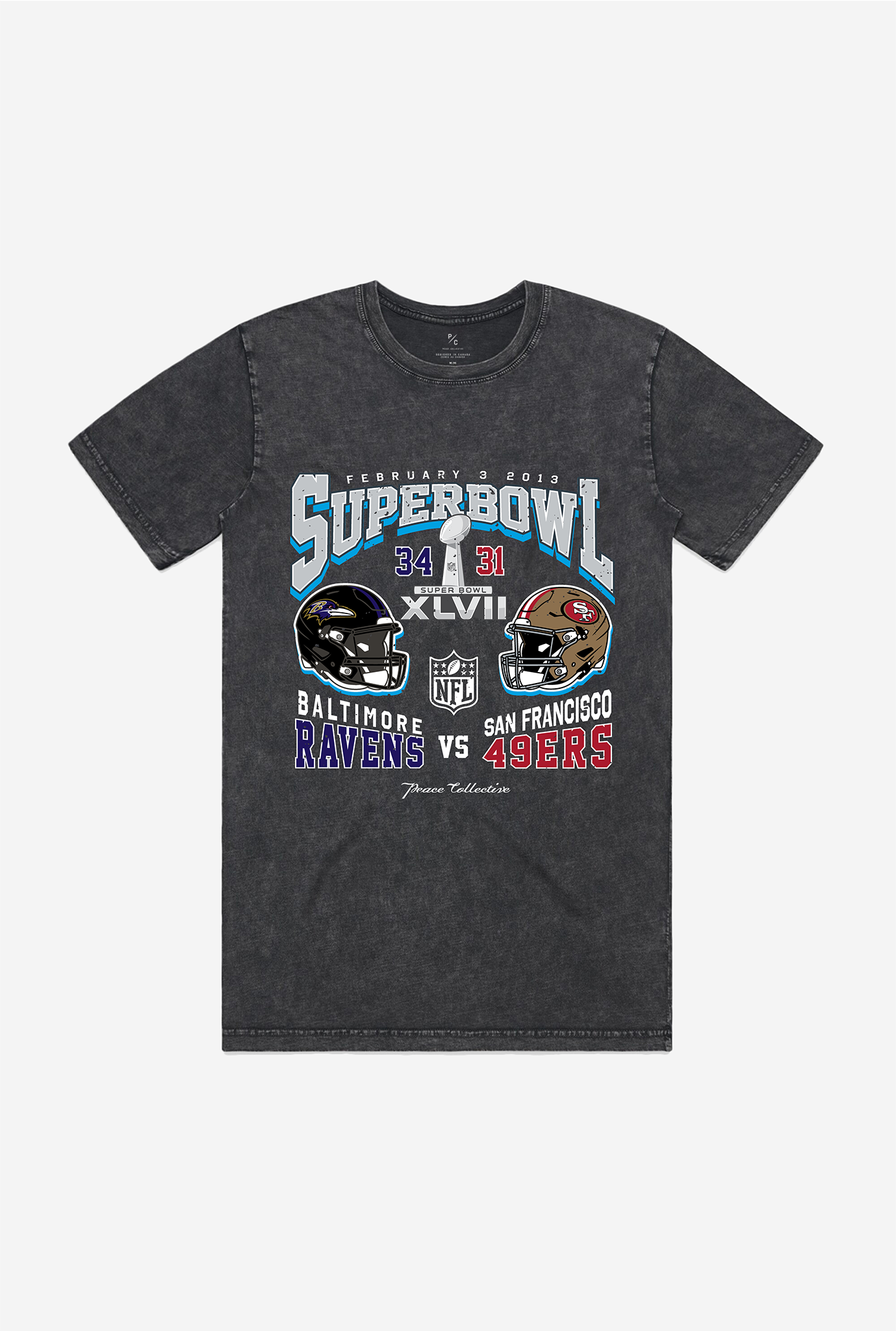 Super Bowl Xlvii: Baltimore Ravens Vs San Francisco 49Ers Stonewashed T-Shirt – Black