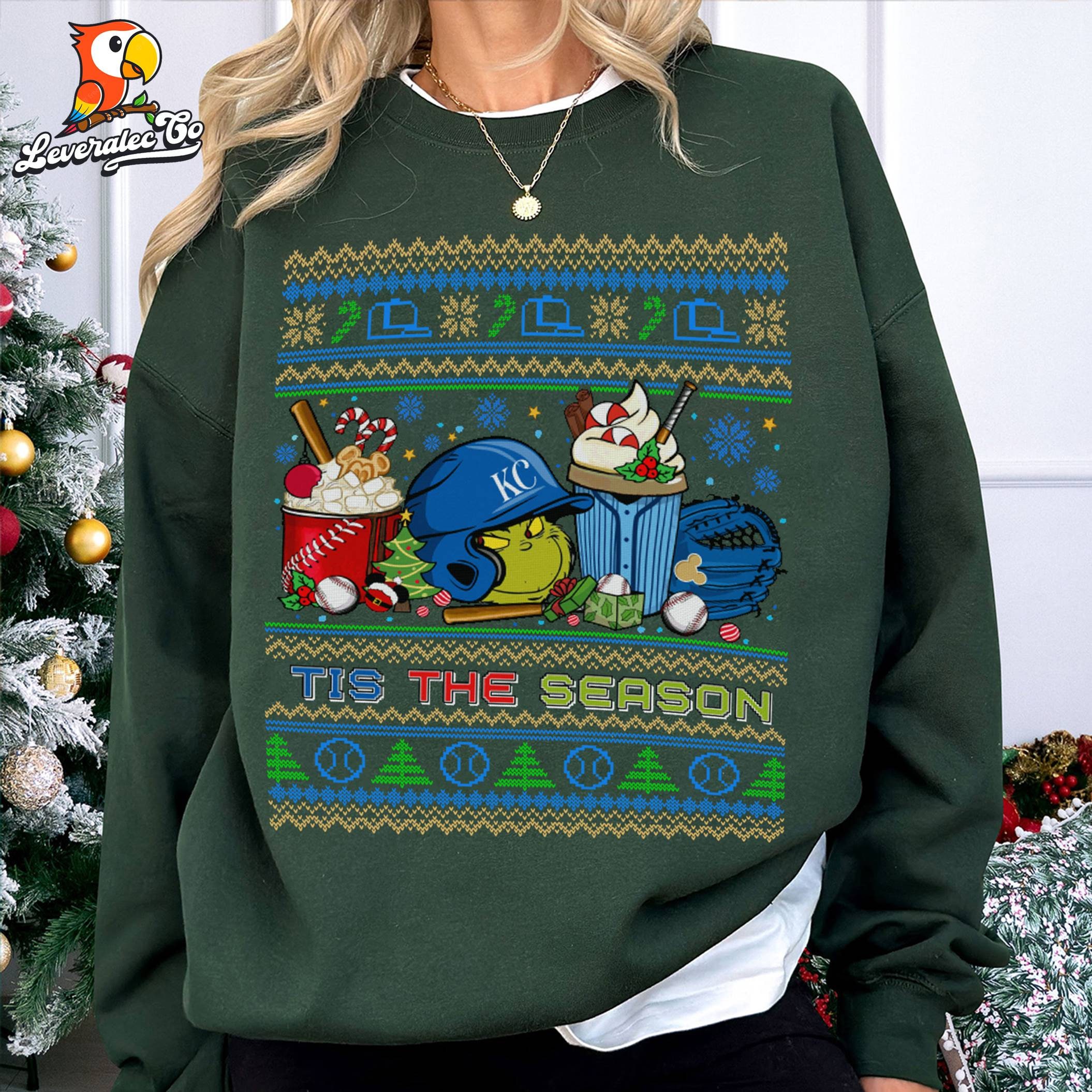 Kansas City Baseball Xmas Ugly Sweater, Kansas Baseball Shirt, Tis The Season Ugly Sweater Party, Gameday Sweatshirt, American Baseball