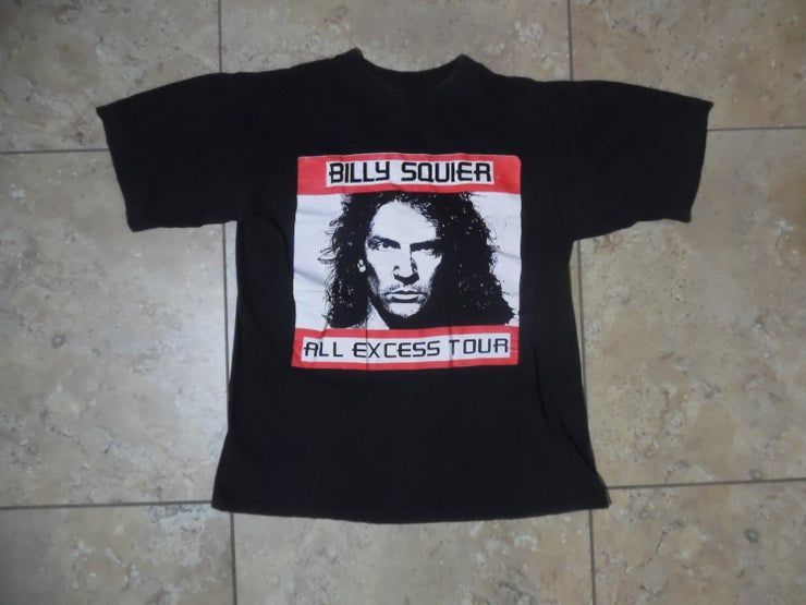 Vtg Billy Squier All Excess Tour Rock Band Concert Black Shirt