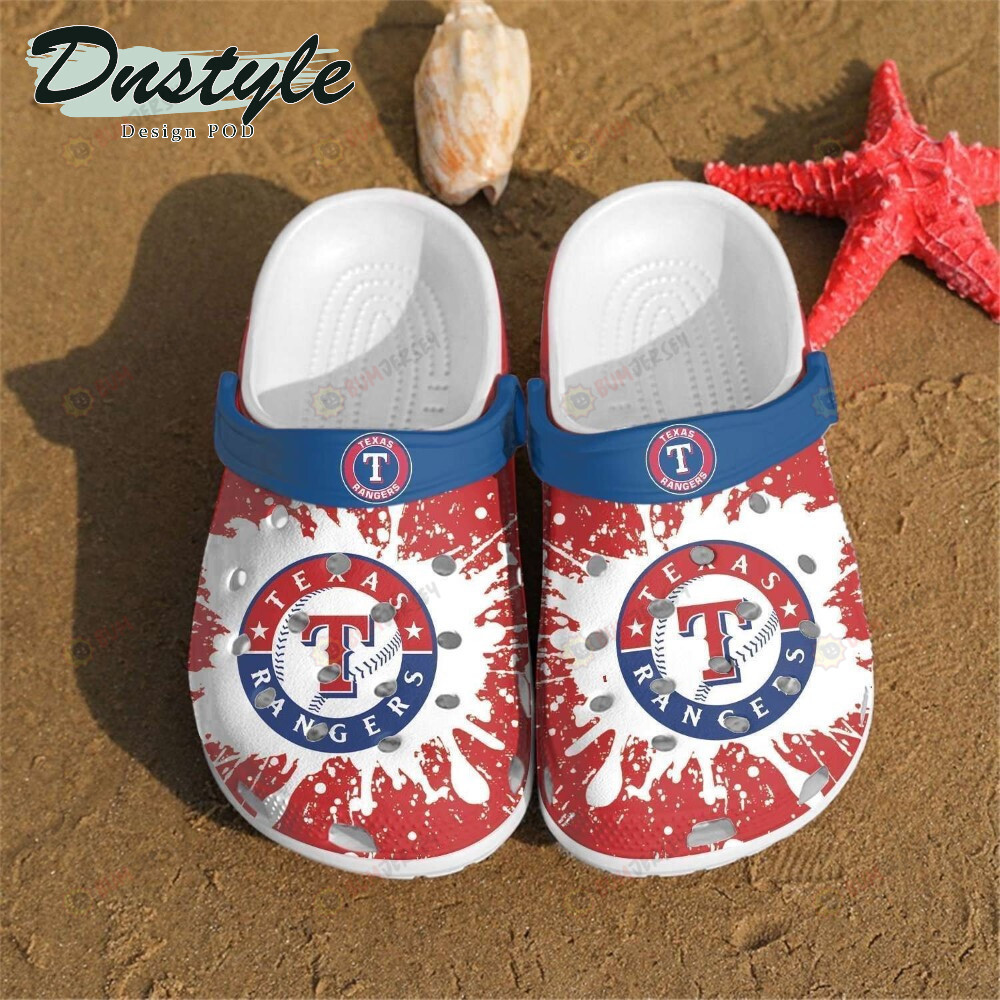 Texas Rangers Logo Pattern Crocs Classic Clogs Shoes In Red & Blue – Aop Clog