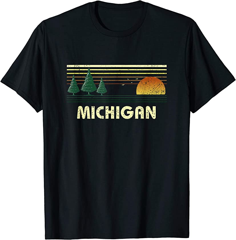 Vintage Michigan Sunset State Travel Souvenir T-Shirt