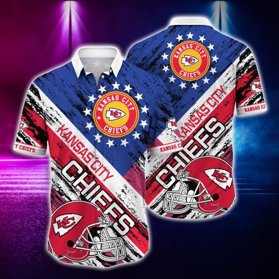 Gift For Husband Gift For Dad Kansas City Chiefs And Rugby Helmet Hawaiian Shirt D12