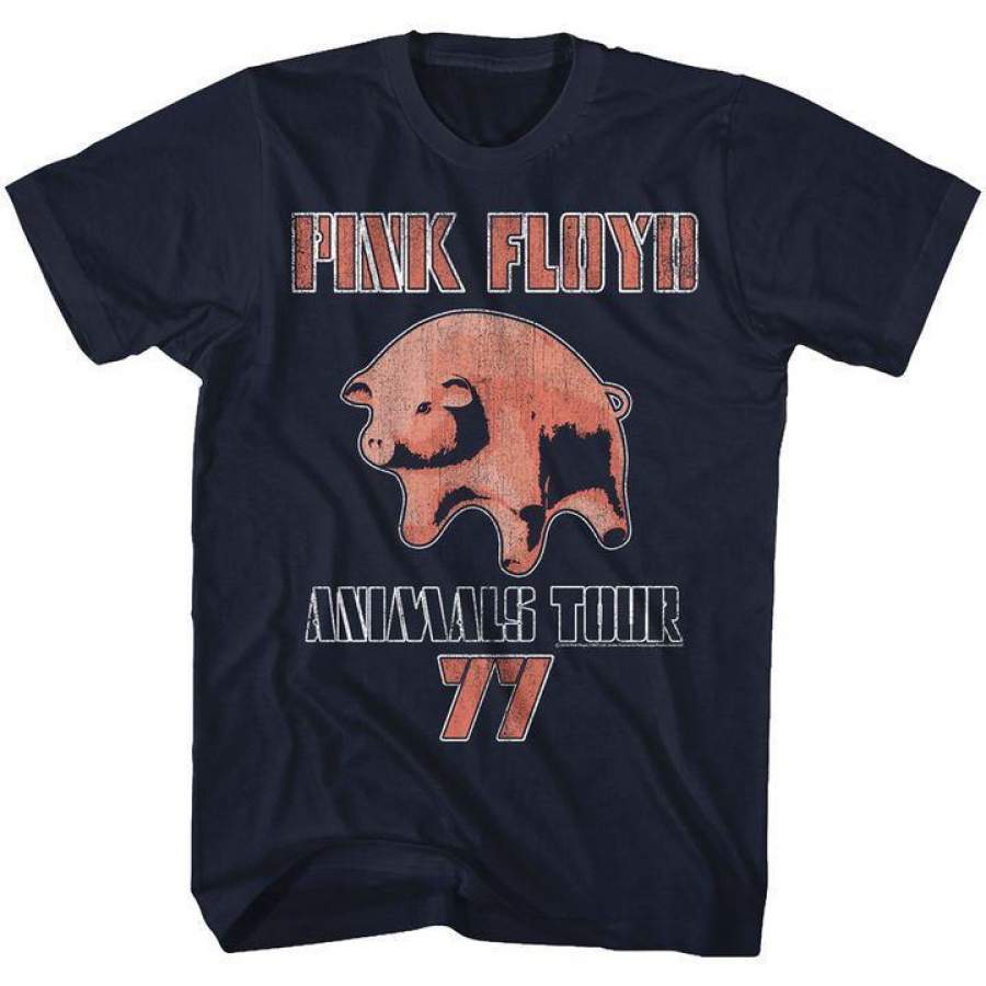 Pink Floyd Animals Tour ’77 Mens Tall T Shirt Navy Blue