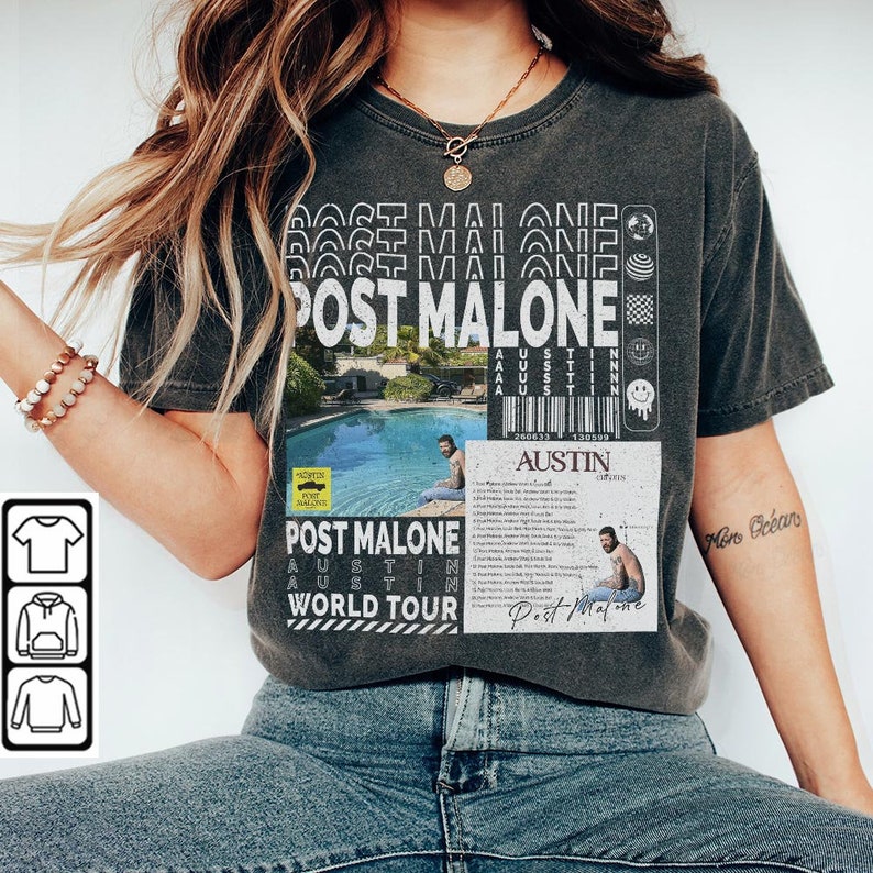 Post Malone Rap Shirt, 90S Merch Vintage Album Austin Twelve Carot Tour 2023 Tickets Graphic Tee Gift For Fan