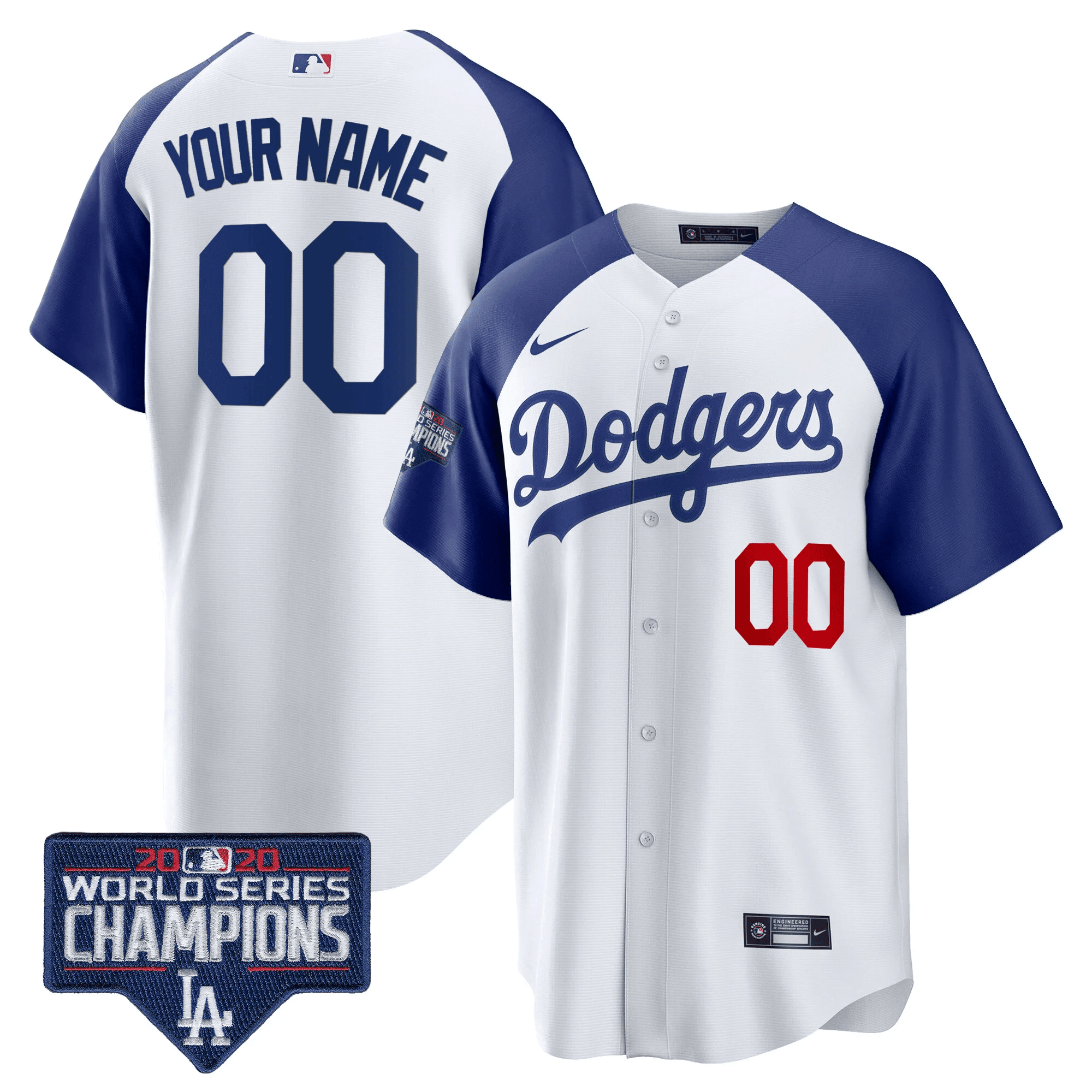 Dodgers World Series Champions Patch Cool Base Custom Jersey – All Stitched