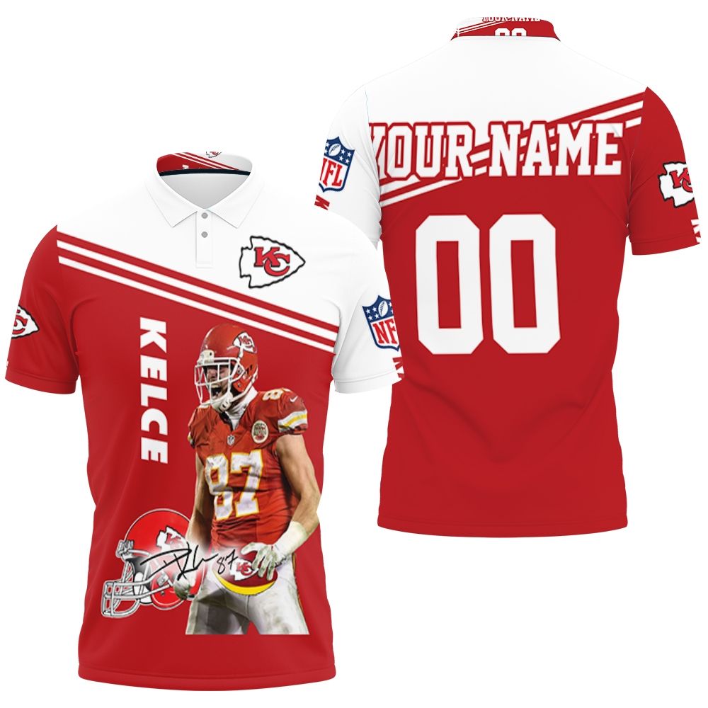 Travis Kelce Kansas City Chiefs 3D Signature Personalized Polo Shirt