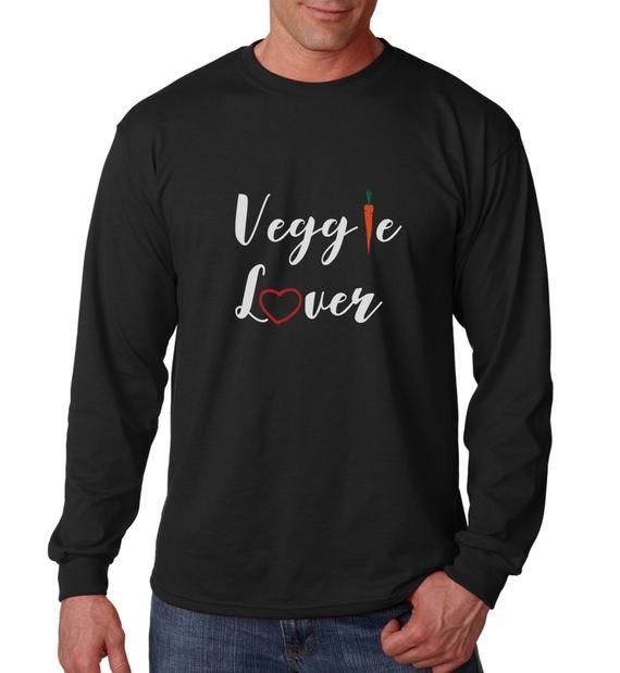 Long Sleeve Mens Veggie Lover 2 T Shirt Vegan Tee Animal Lovers Vegetarian T Shirt Love For The Animals
