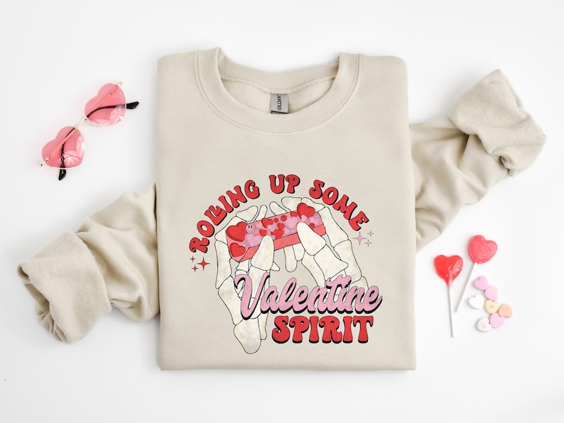 Rolling Up Some Valentine Spirit Sweatshirt, Valentines Tee, Valentines Skeleton T-shirt, Funny Valentines Sweater, XOXO Tee, 420 Couple Tee