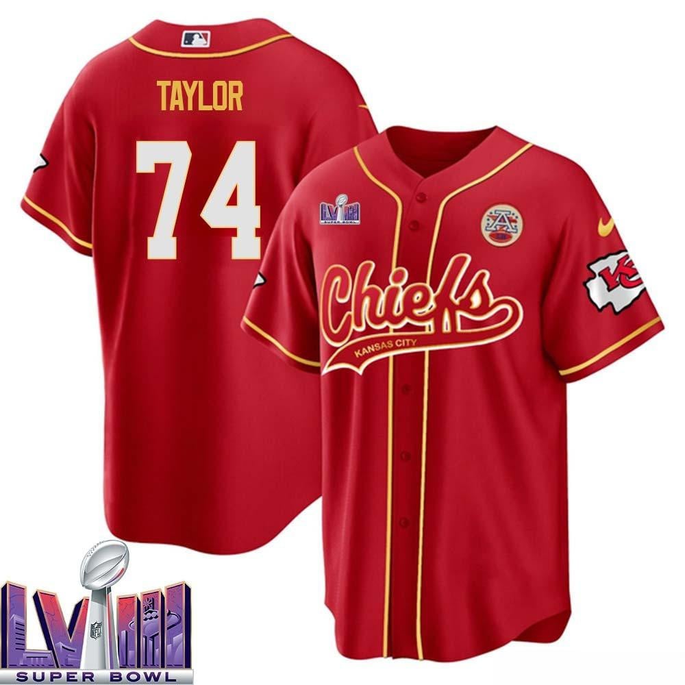 Jawaan Taylor 74 Kansas City Chiefs Super Bowl Lviii Baseball Men Jersey – Red