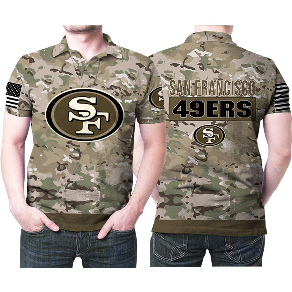 San Francisco 49Ers Camouflage Veteran Us Flag 3D Printed Gift For San Francisco 49Ers Fan Polo Shirt