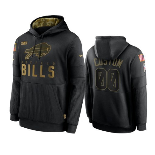 Buffalo Bills Custom Black 2020 Salute To Service Sideline Performance Pullover Hoodie