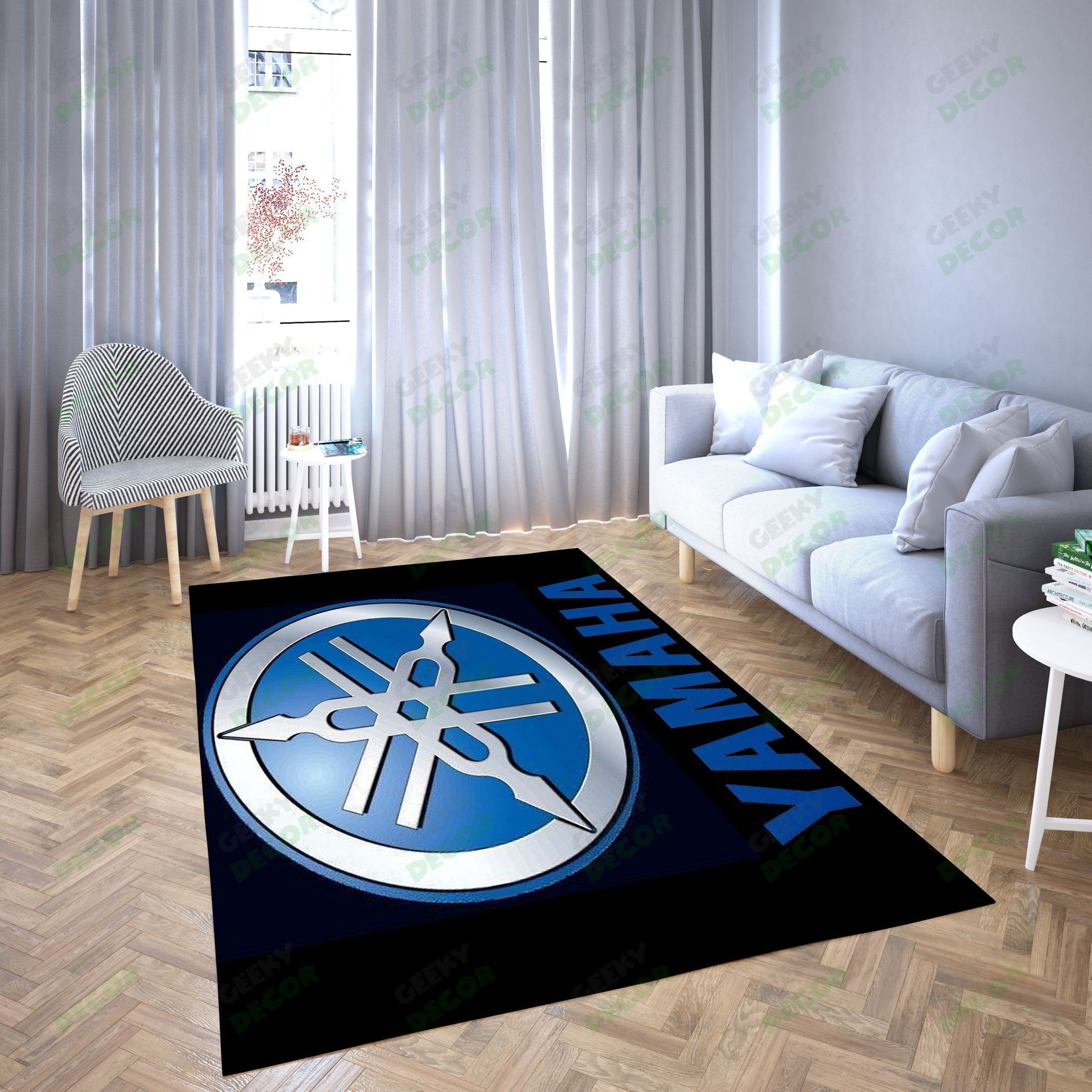 Yamaha Logo Blue Interesting Carpet Living Room Area Rug