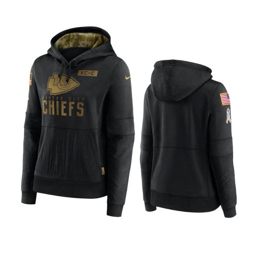 Women’S Kansas City Chiefs Black 2020 Salute To Service Performance Pullover Hoodie