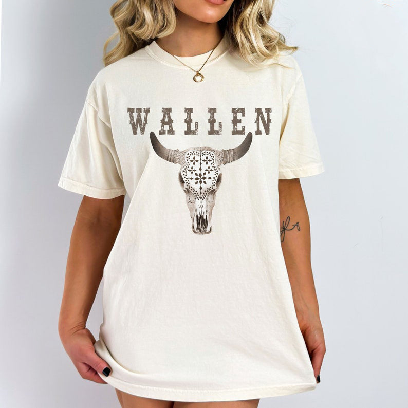 Wallen Shirt Country Music Shirt Wallen Tshirt Country Concert Shirt Bullhead T-Shirt Western Graphic Cowboy Tee Rodeo Shirt