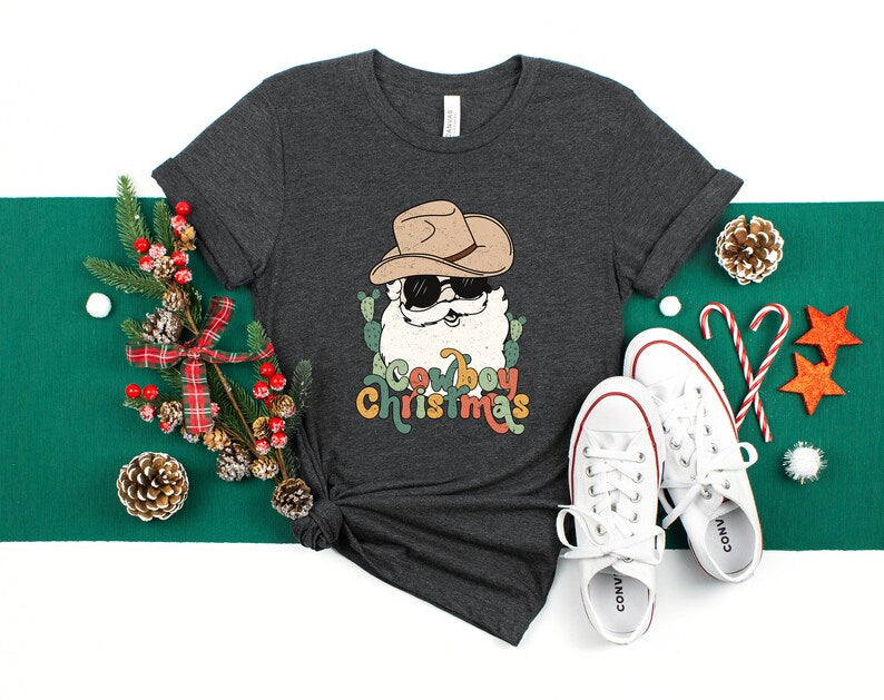 Cowboy Christmas Shirt, Family Christmas Tee, Western Christmas, Country Christmas T-Shirt, Christmas Gift - Onlytee Christmas Gift