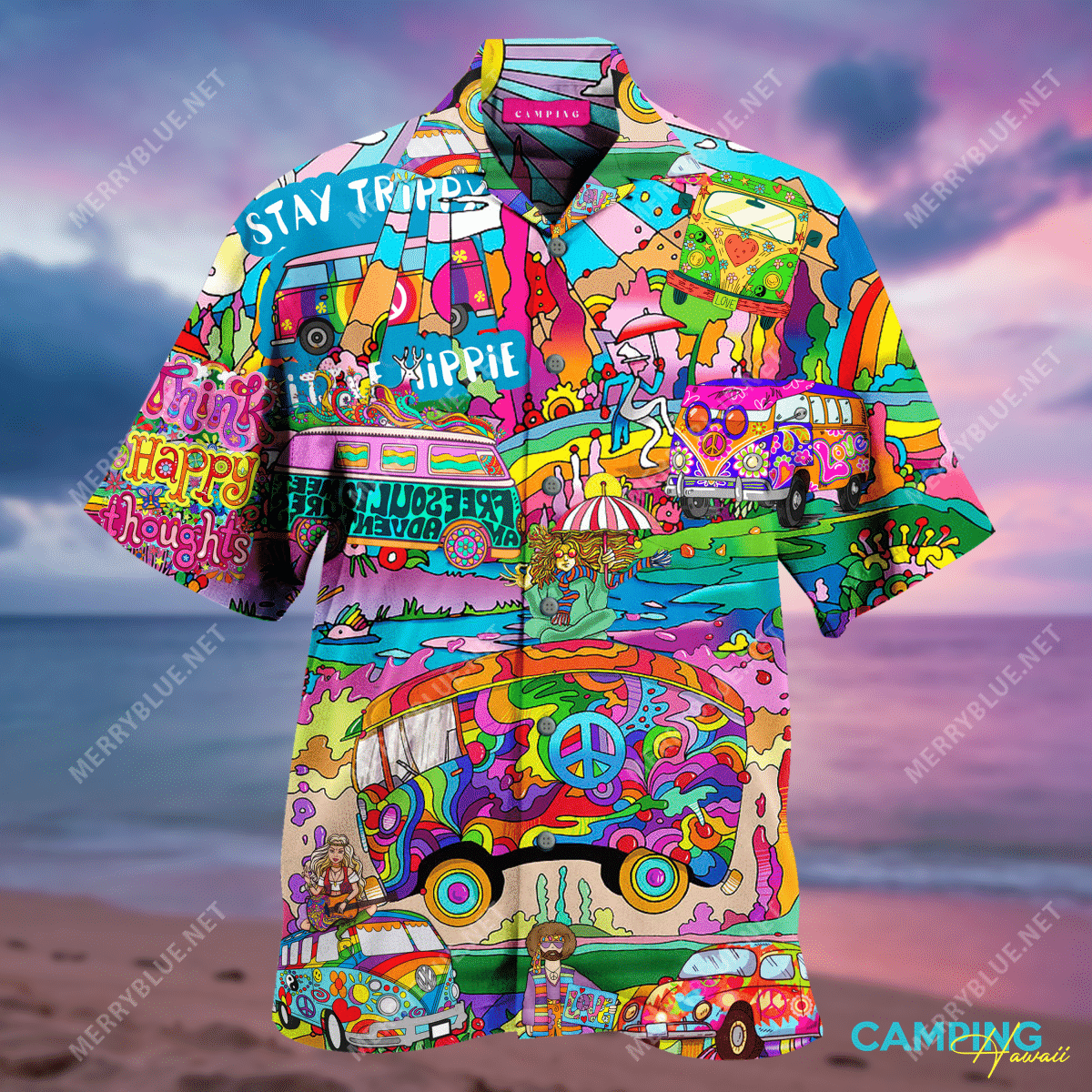 Amazing Camping Hippie Unisex Hawaiian Aloha Shirts Aloha Shirts