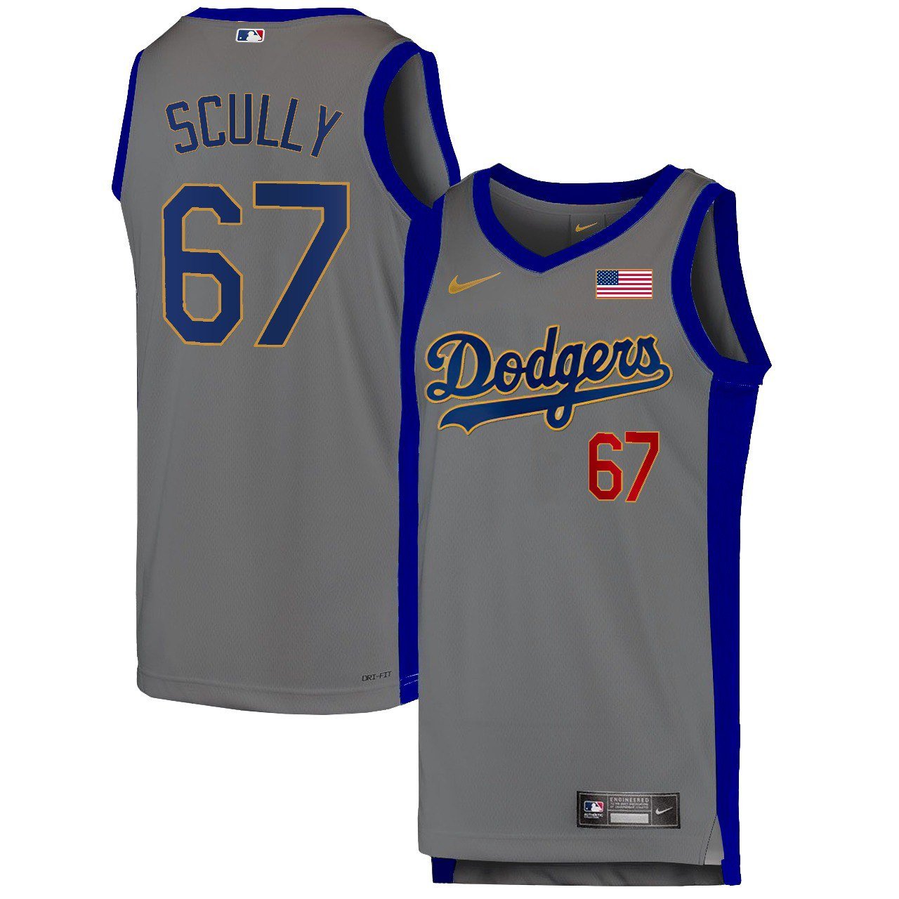 Vin Scully Los Angeles Dodgers Basketball Jersey – All Stitched