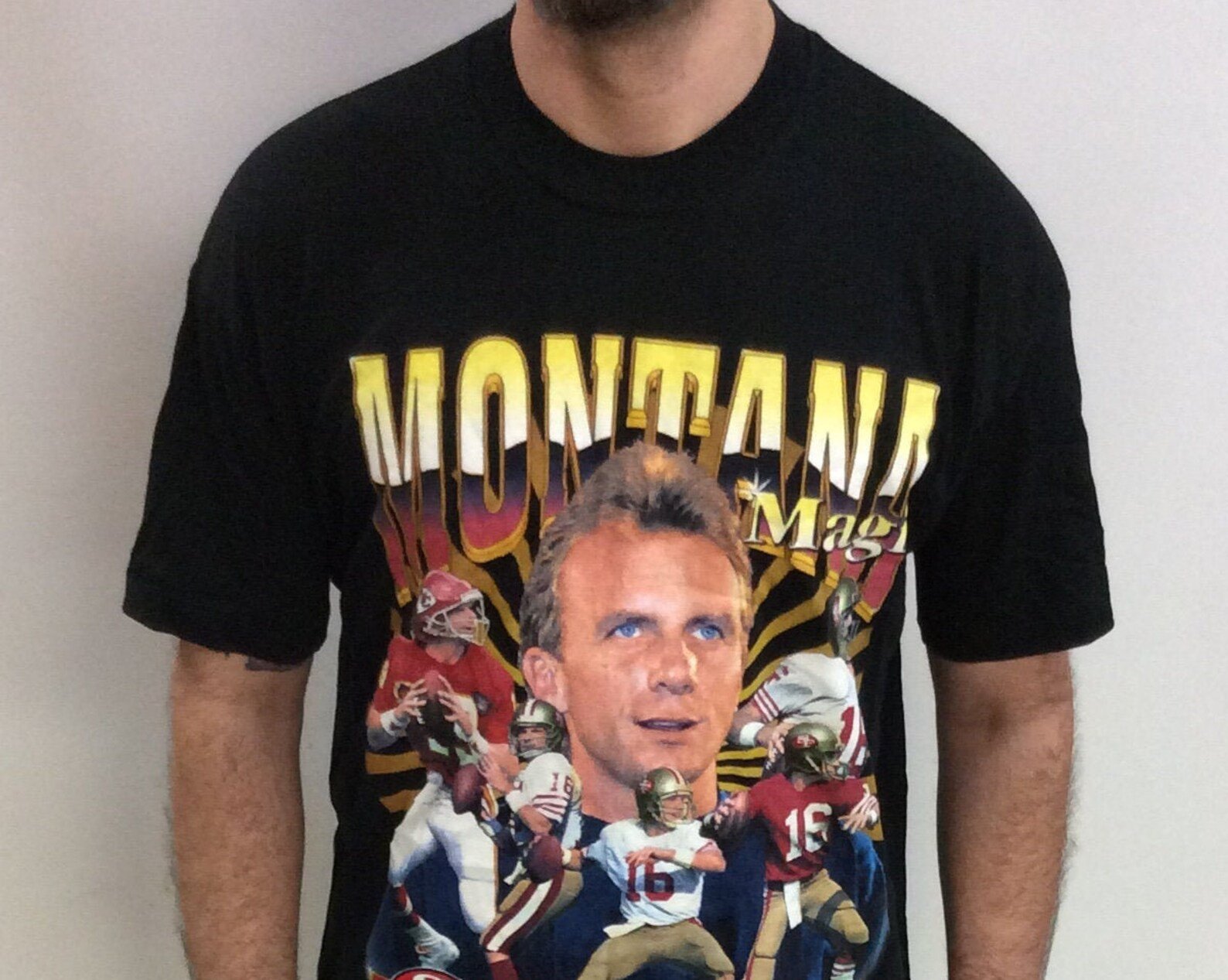 Vintage 90S 1995 San Francisco 49Ers Kansas City Chiefs Joe Montana Magic 1979 To 1995 T Shirt Usa