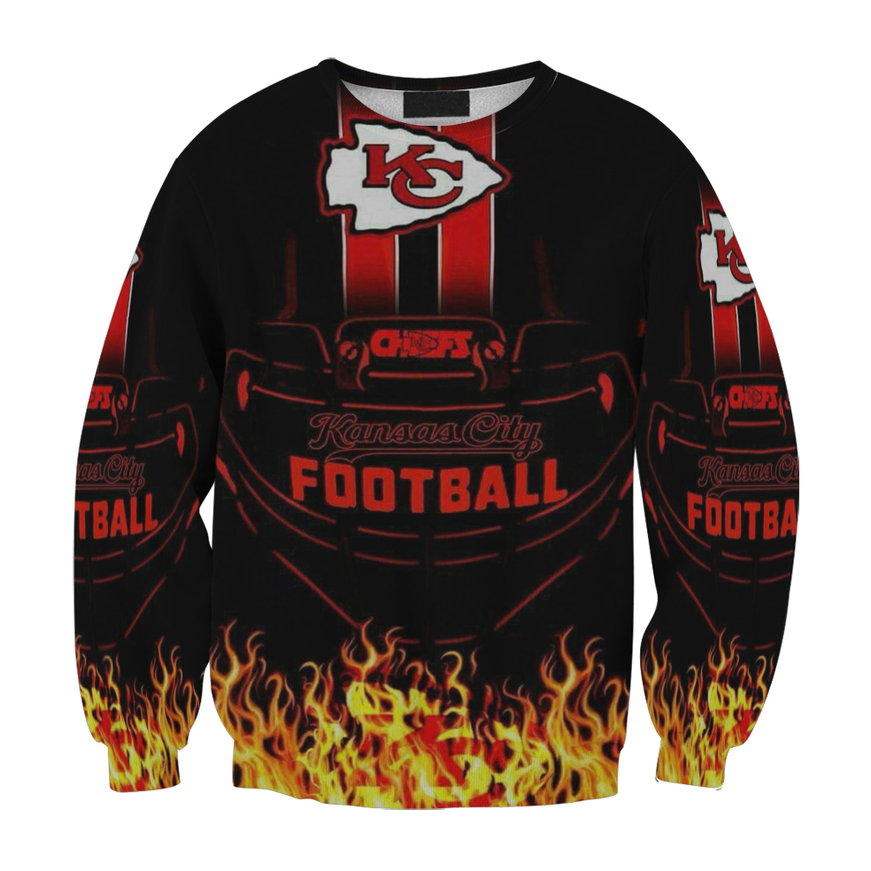 Kansas City Chiefs Emblem Fire Gift For Fan 3D Full Printing Sweatshirt