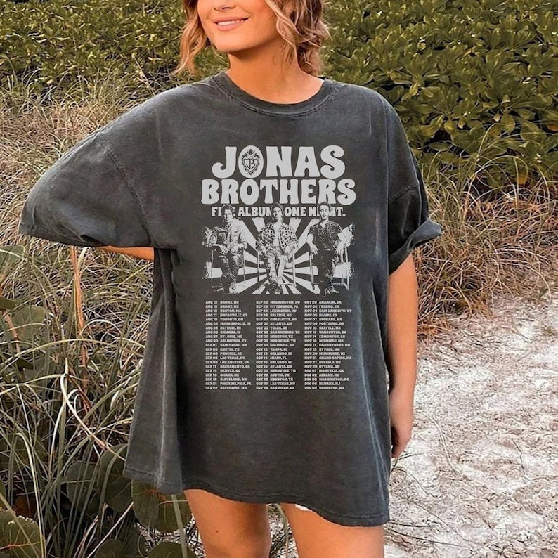 Jonas Brothers Vintage T-Shirt, Jonas Five Albums One Night Tour Shirt, Jonas Brothers 2023 Tour Shirt