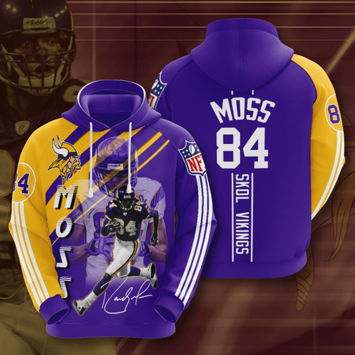 Minnesota Vikings Randy Moss 65 Unisex 3D Hoodie Gift For Fans