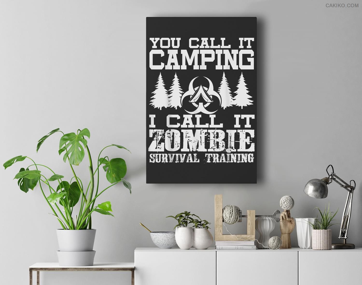 Zombie Survival Training Camping – Funny Halloween Premium  Canvas