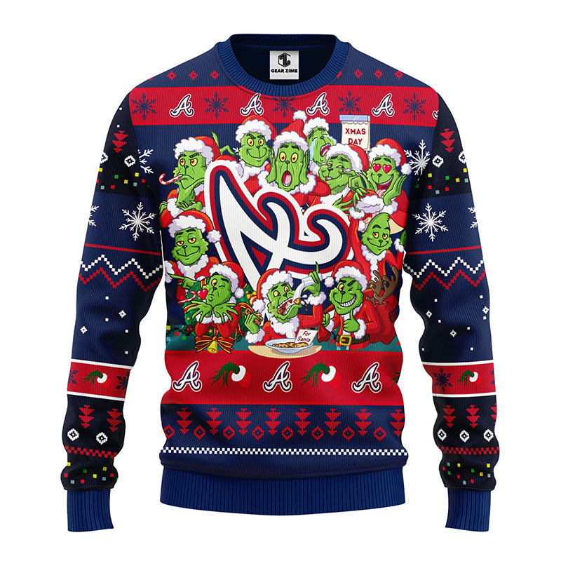 Atlanta Braves 12 Grinch Xmas Day Christmas Ugly Sweater