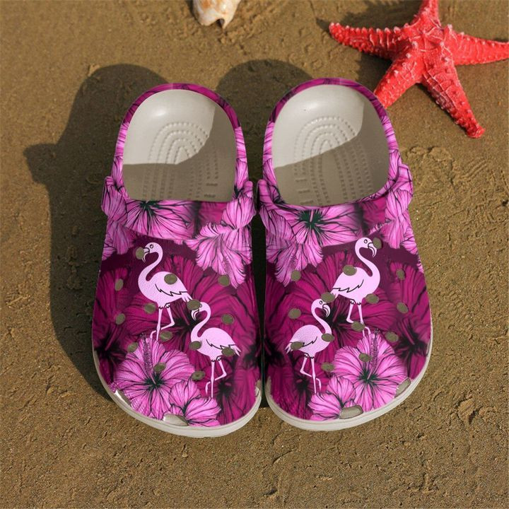 Flamingo Pink Hibiscus Flamingoes Crocss Crocband Clog Comfortable For Mens Womens Classic Clog Water Shoes