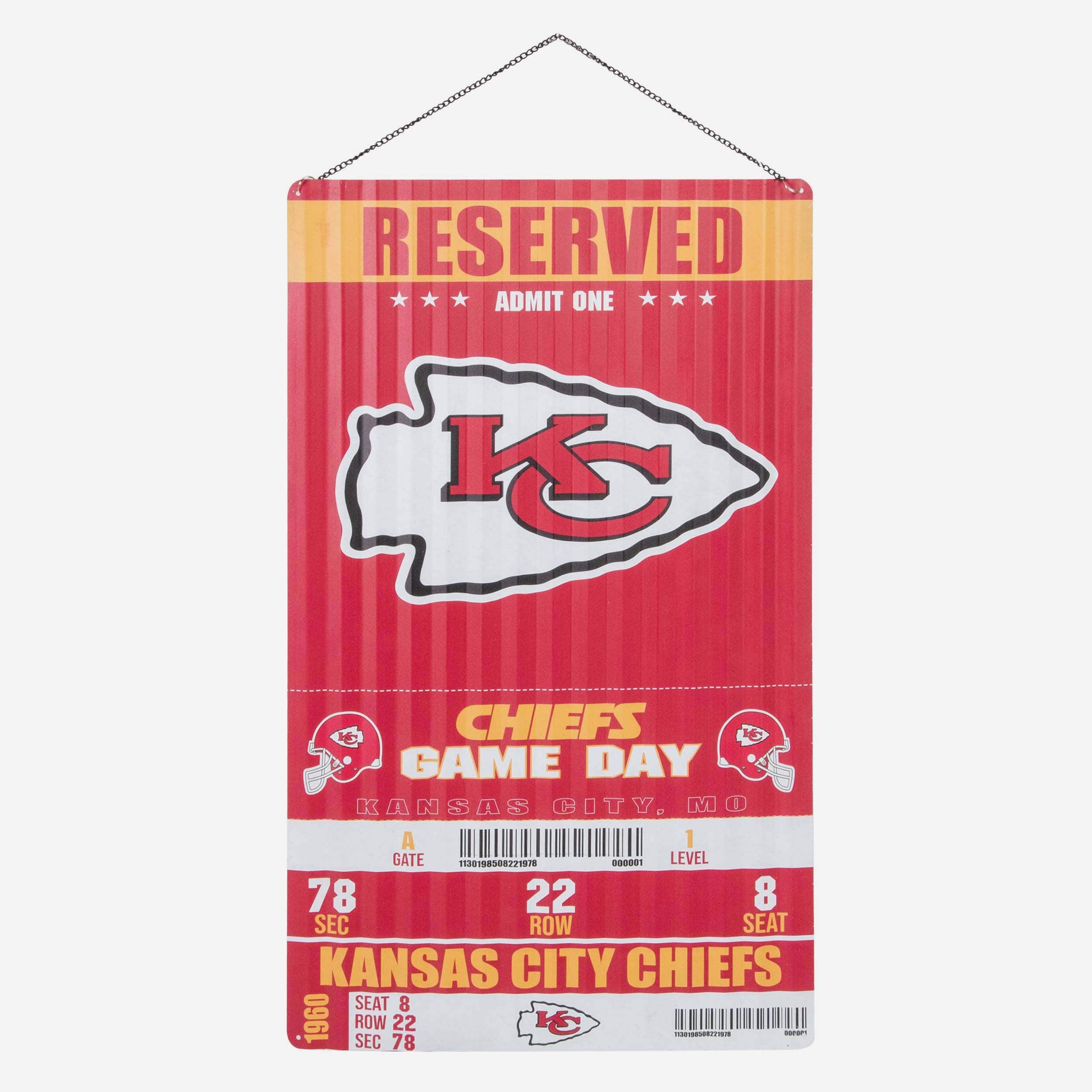 Kansas City Chiefs Corrugated Metal Wall Sign