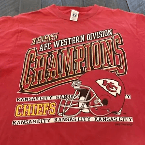 Vintage 90S Kansas City Chiefs T Shirt 1995 Afc Champs Logo 7 Tag