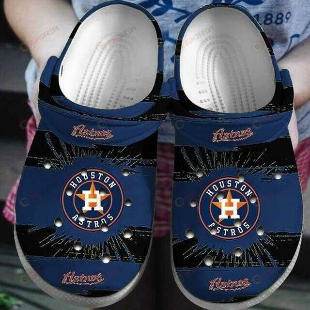 Houston Astros Navy Black Crocs Crocband Clog Comfortable Water Shoes – Aop Clog