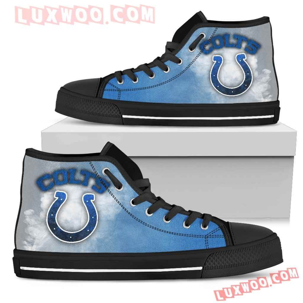 White Smoke Vintage Indianapolis Colts High Top Shoes Sport Sneakers