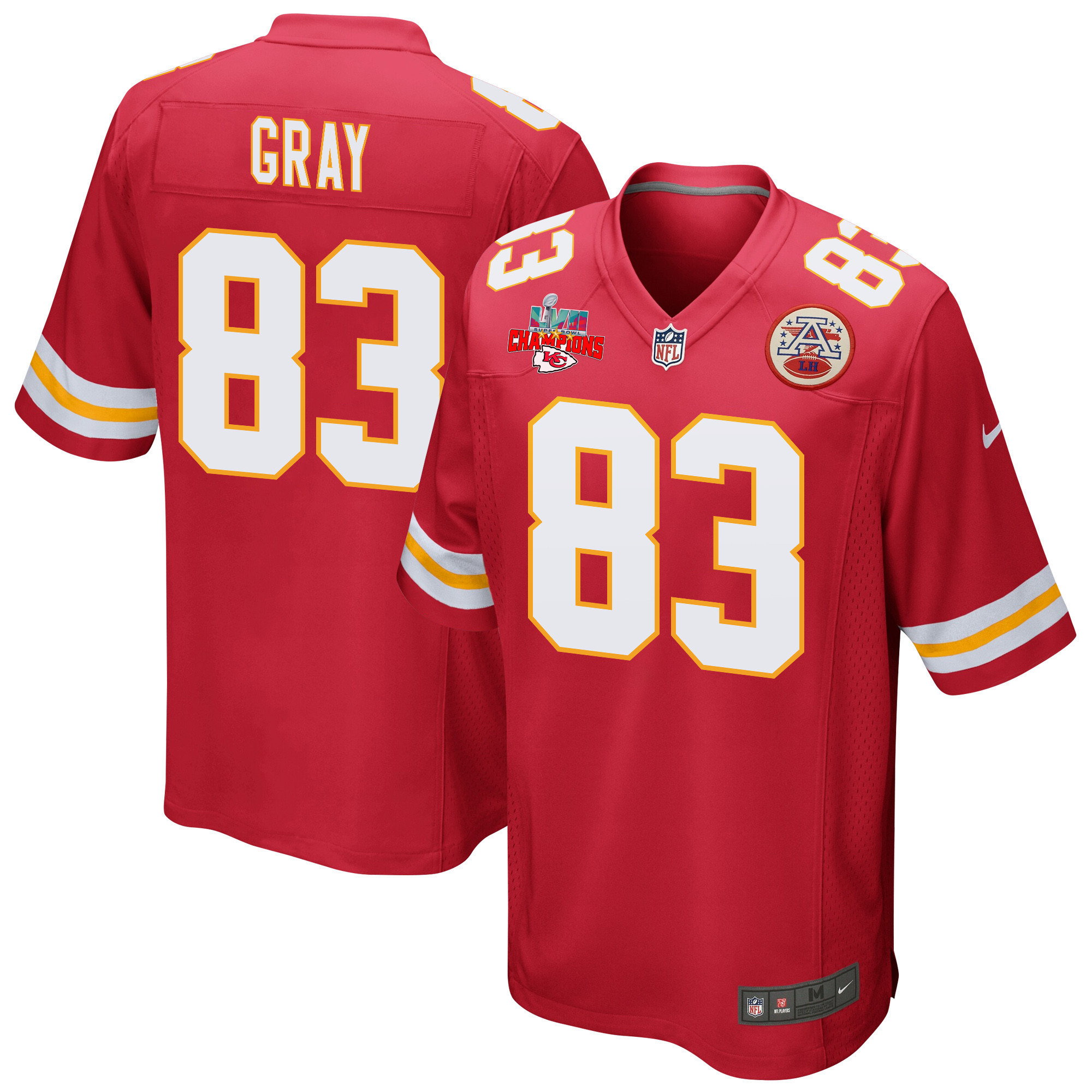 Noah Gray 83 Kansas City Chiefs Super Bowl Lvii Champions 3 Stars Men Game Jersey – Red