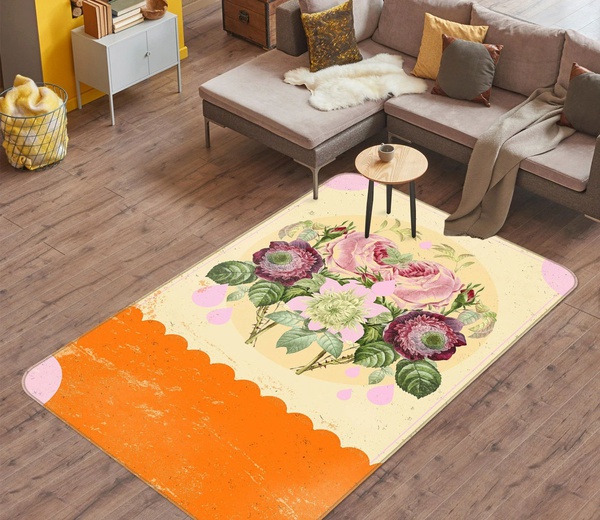 3D Beautiful Flowers And Leaves Art Area Rug Home Decor