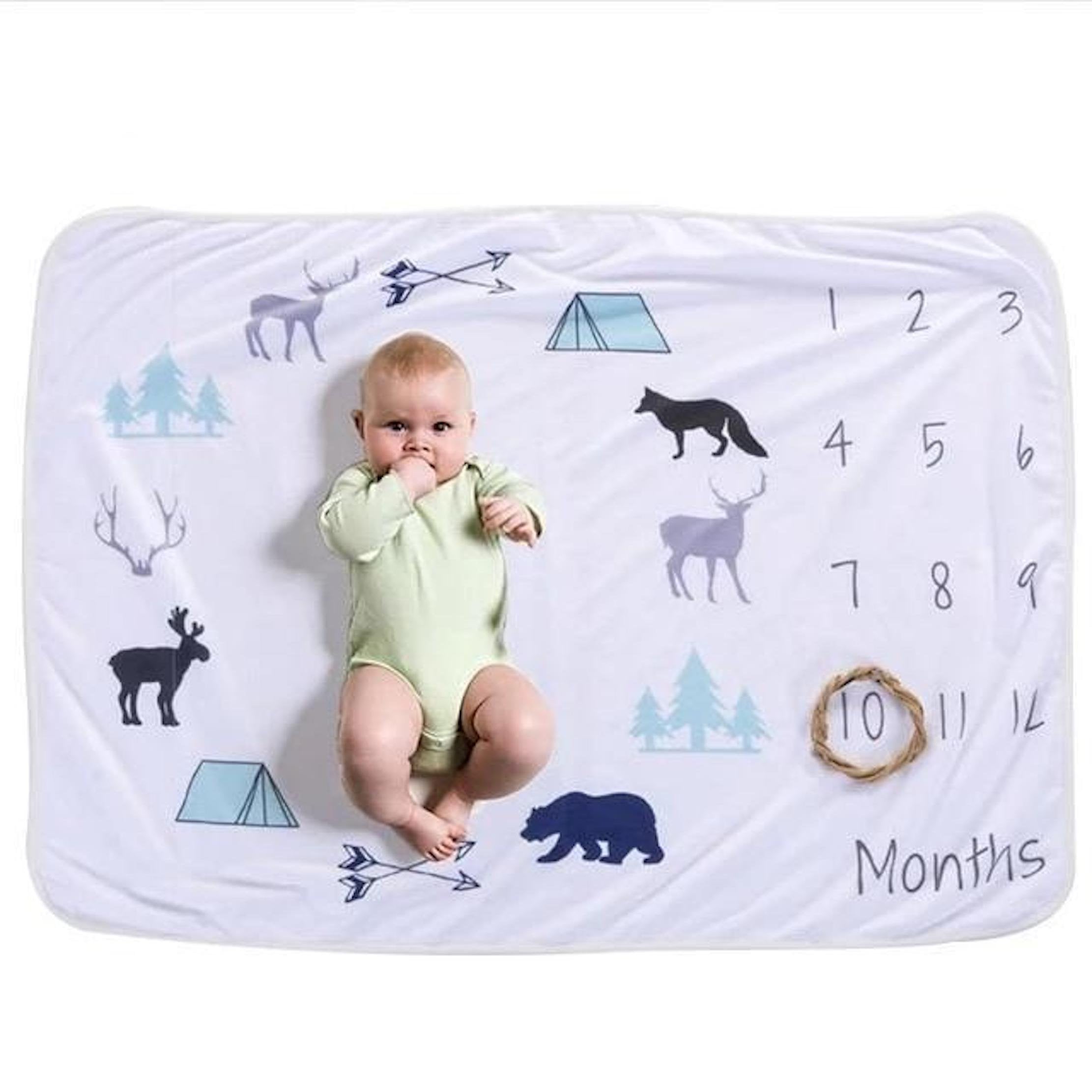 Milestone Baby Blanket – Camping Winter Animals Concept