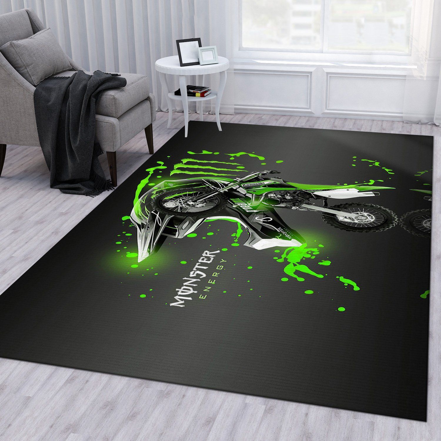 Monster Energy Kawasaki Rug Living Room Rug Christmas Gift US Decor