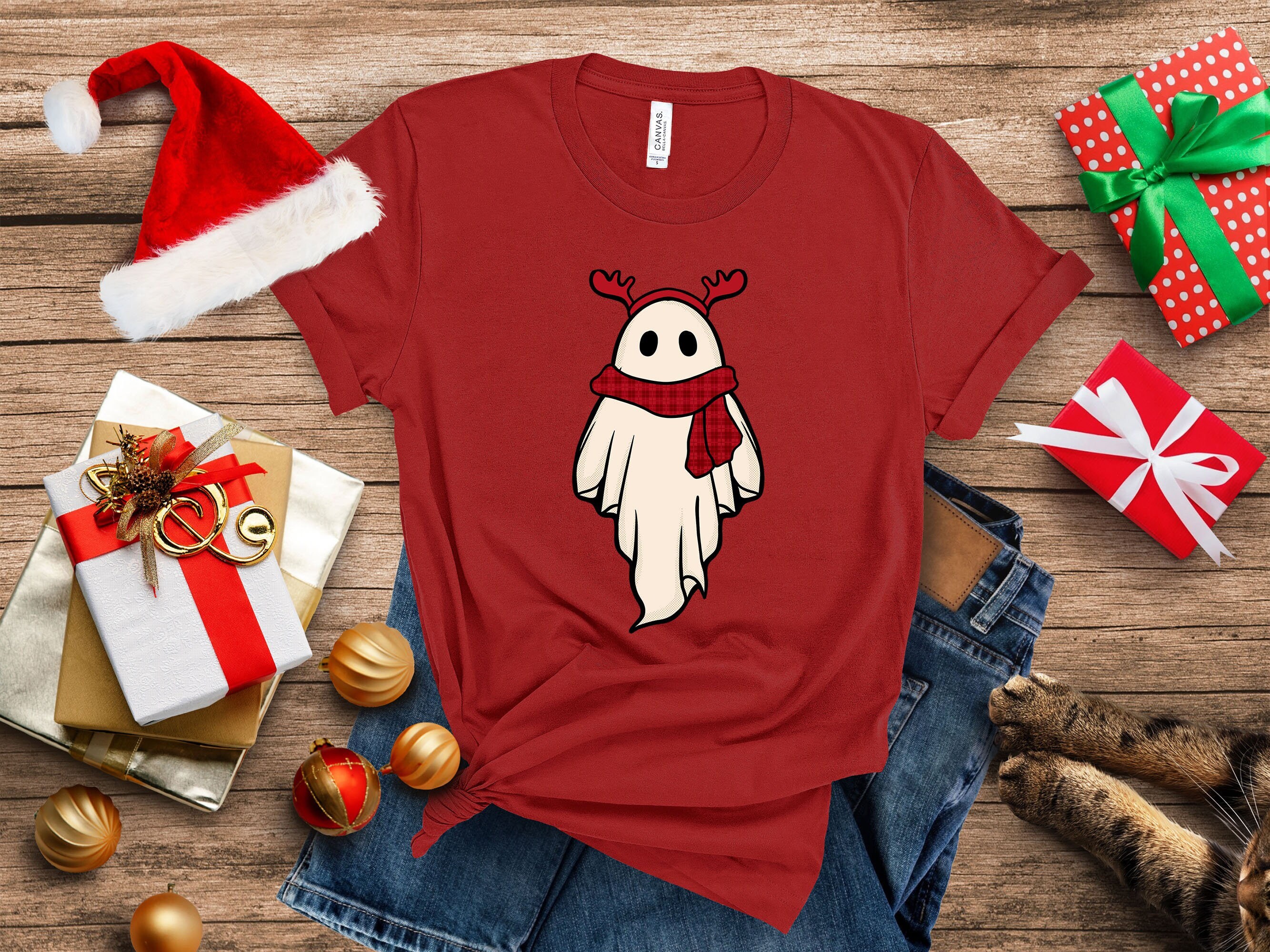 Christmas T-shirt, Funny Ghost Shirt, Merry Christmas, Gift for Friend, Happy New Year Christmas Squad, Positive Vibe Shirt, Xmas Shirt